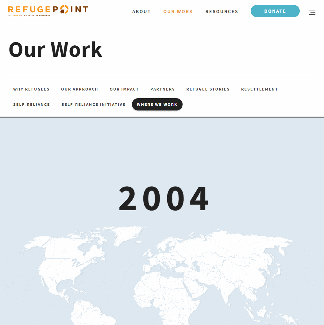 Webredone web design & development - RefugePoint website map image